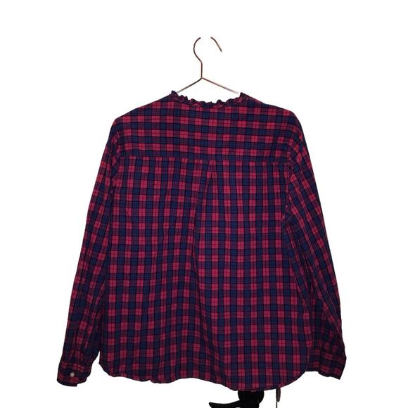 GAP Women’s Plaid Button Down Blouse Pink Blue Purple XL - Picture 2 of 3